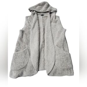 Zenana Outfitters Plush Hooded Sherpa Vest in Taupe Size 1XL